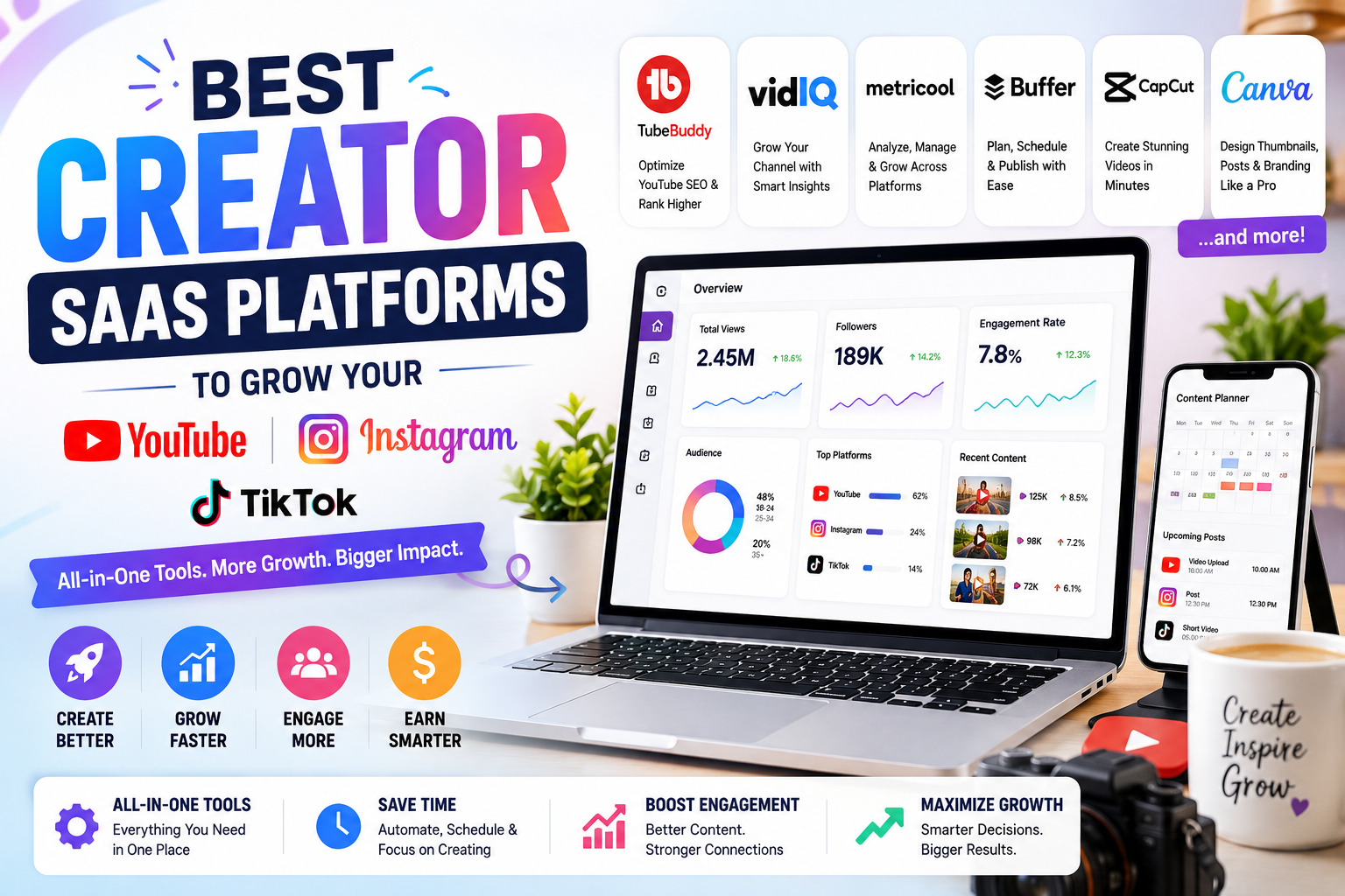 Best Creator SaaS Platforms to Grow Your YouTube, Instagram & TikTok (2026)